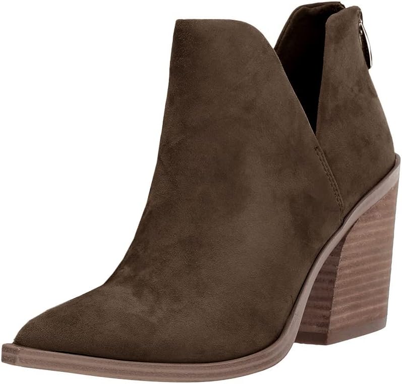 FISACE Womens Pointed Toe Stacked Mid Heel Ankle Boots Review