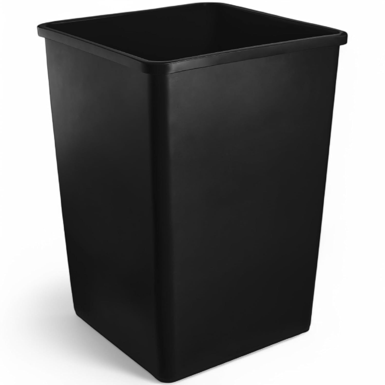 35 Gallon Black Square Trash Can for Commercial and Home Use