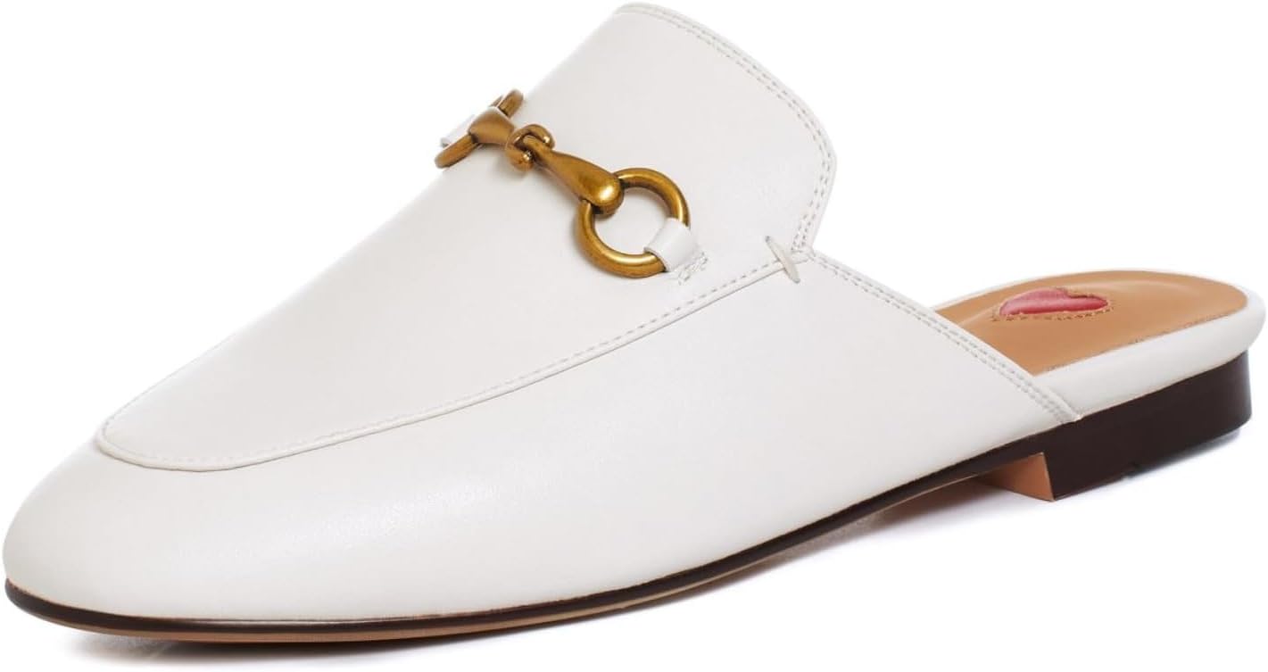 Vertundy Women's Mules Low Heel Flats Leather Slip On Sandals
