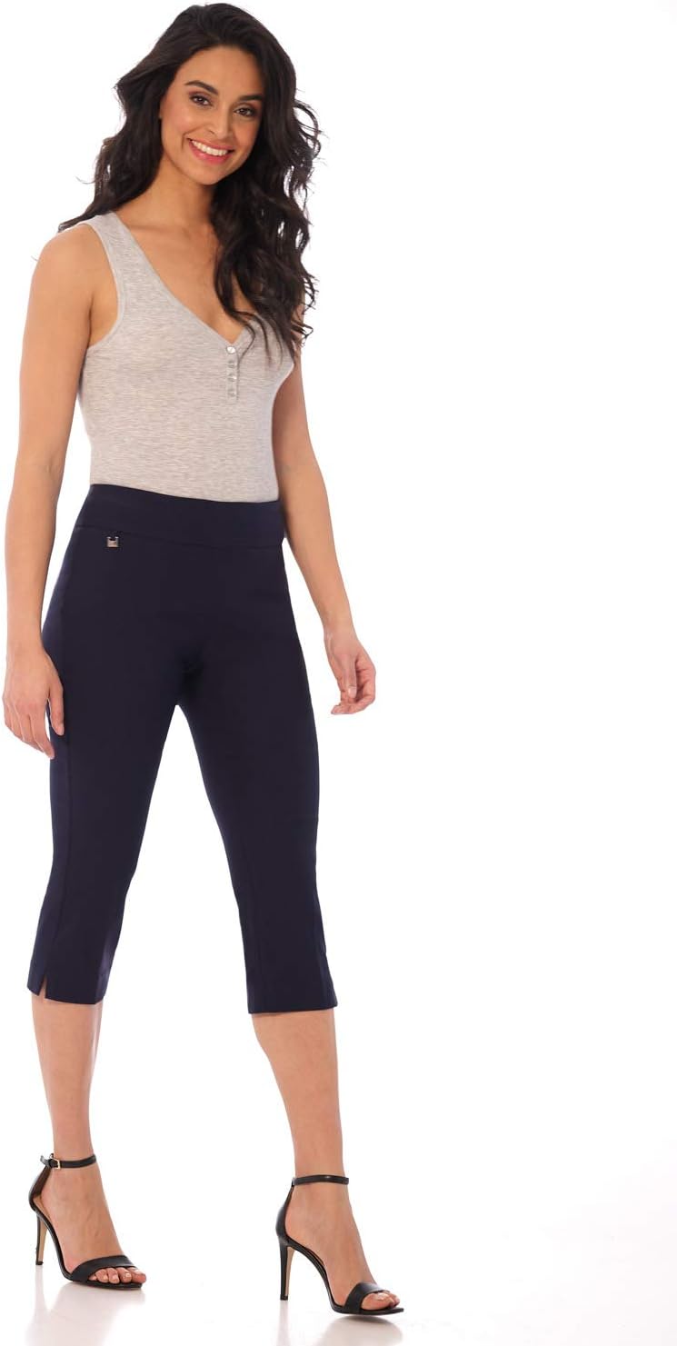 Rekucci Women's Straight Leg Comfort Capri with Tummy Control