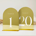 Gold Mirror Arch Table Numbers 5x7 20 Pack - Elegant Wedding Table