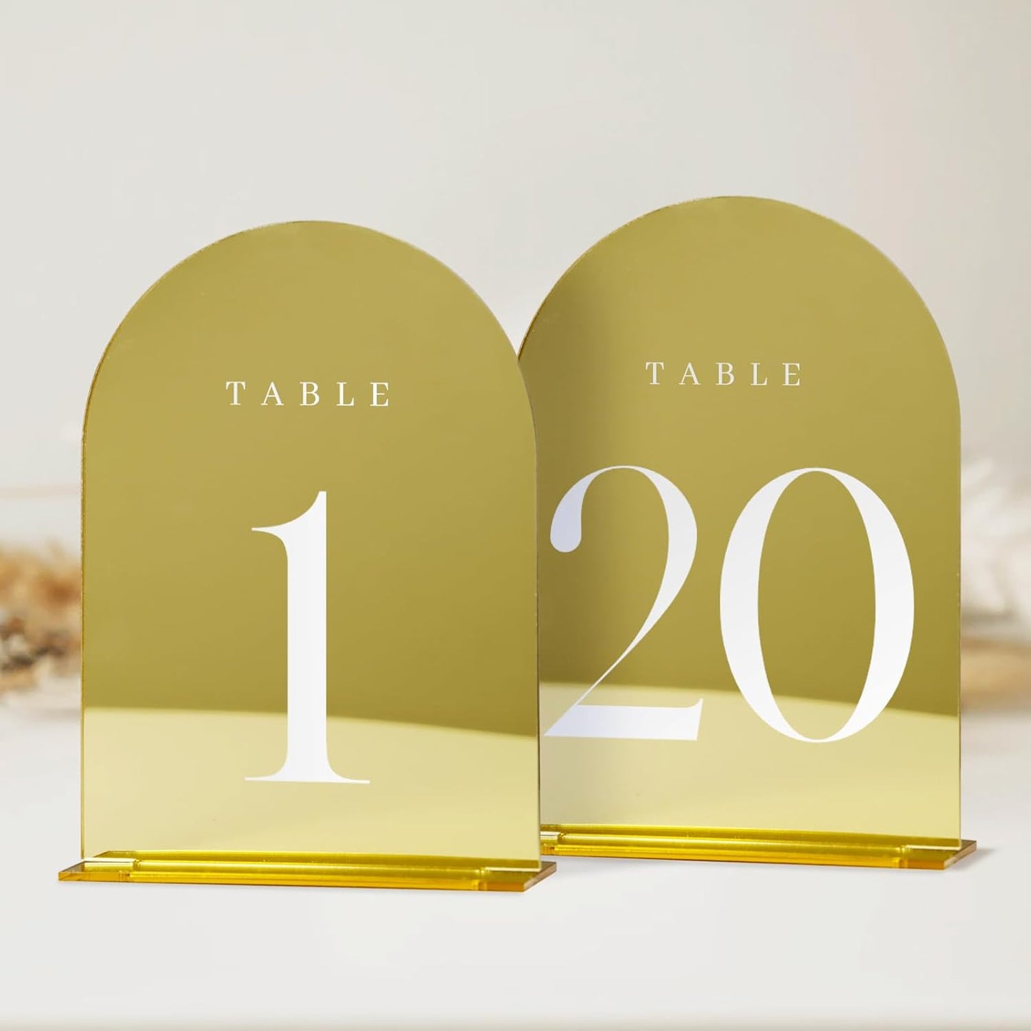 Gold Mirror Arch Table Numbers for Wedding Reception Decor