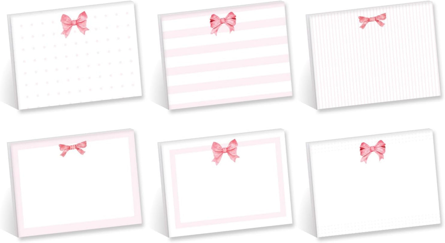 USA-Made Pink Bow Sticky Notes Set/Adorable Repositionable Pads