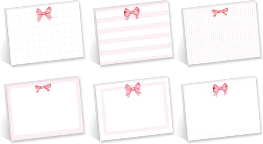 USA-Made Pink Bow Sticky Notes Set/Adorable Repositionable Pads