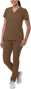 Adar Addition Go-Basic Scrub Set for Women - Slim V-Neck & Skinny Soft