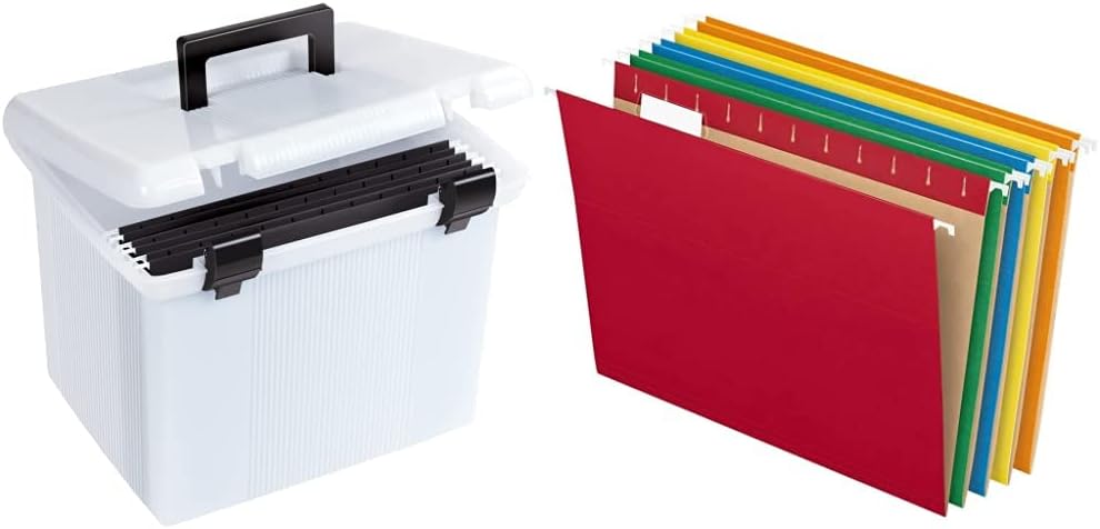 Pendaflex Portable File Box with Hanging Folders for Organization