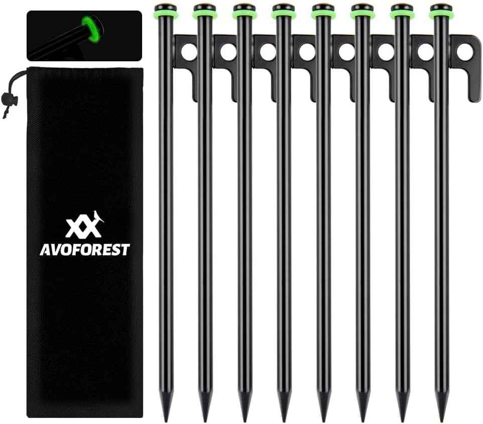 12 Heavy Duty Tent Stakes Set for Camping - AVOFOREST