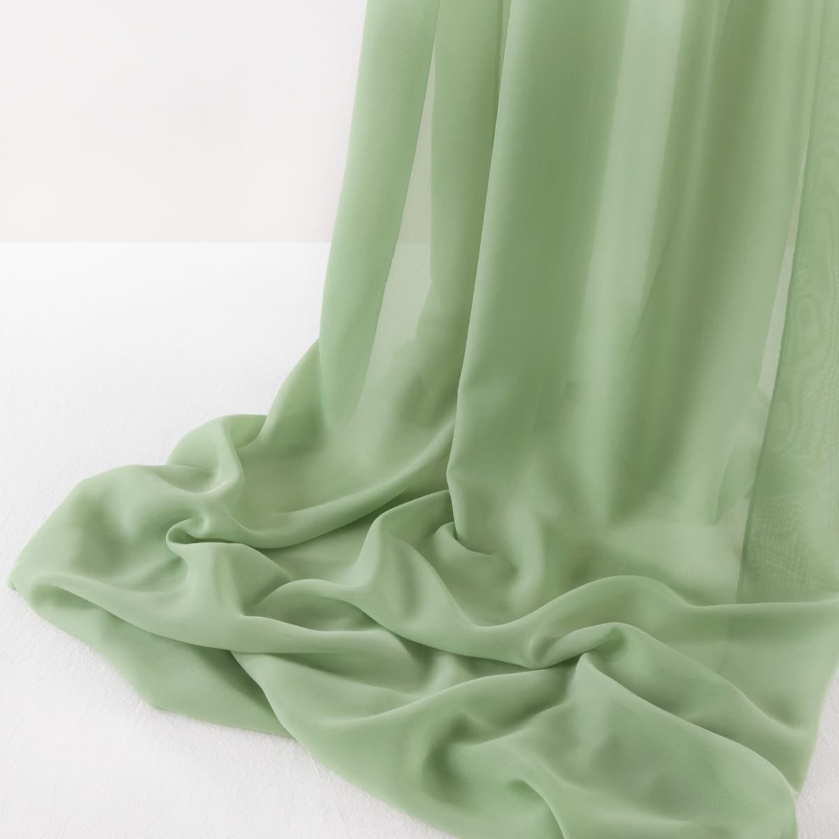 MLMW Sage Green Chiffon Fabric for Wedding Arch Draping 10 Yards