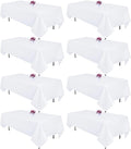 8 Pack White Rectangle Table Cloth 60x102 in - Wrinkle Resistant