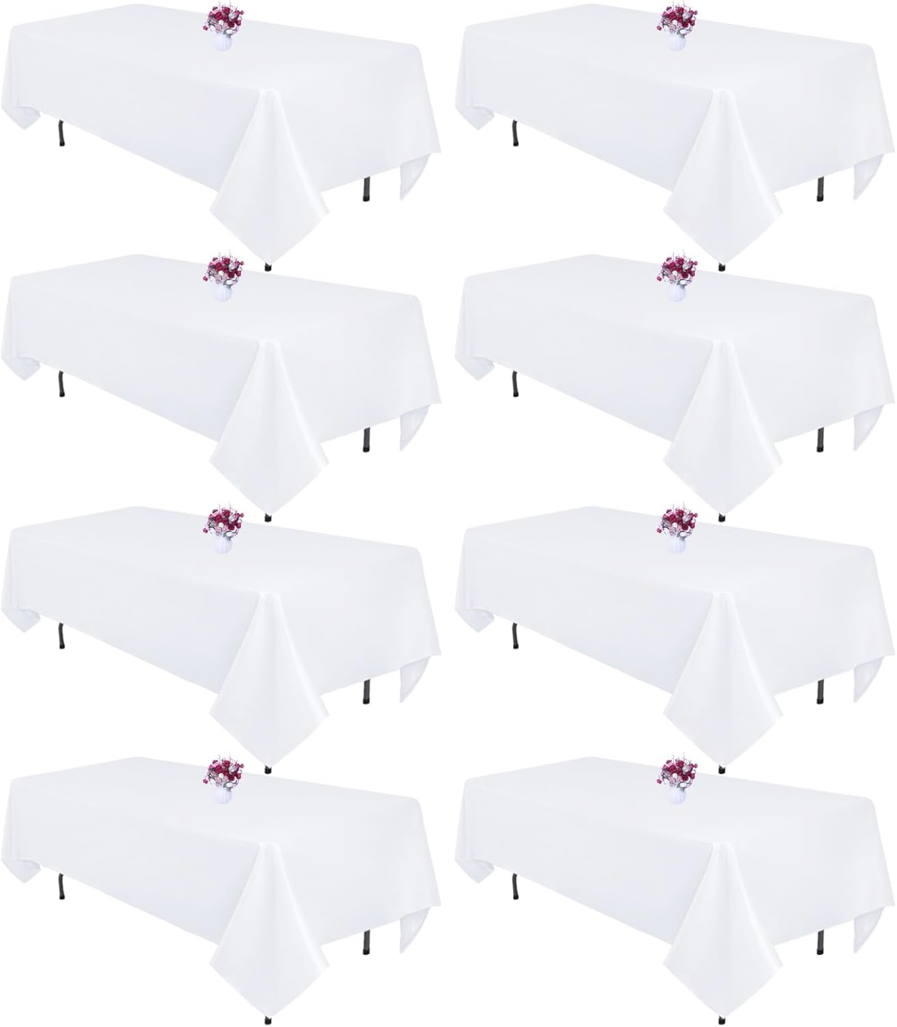 8 Packs White Table Cloth Rectangle 60x102 Inch for Events