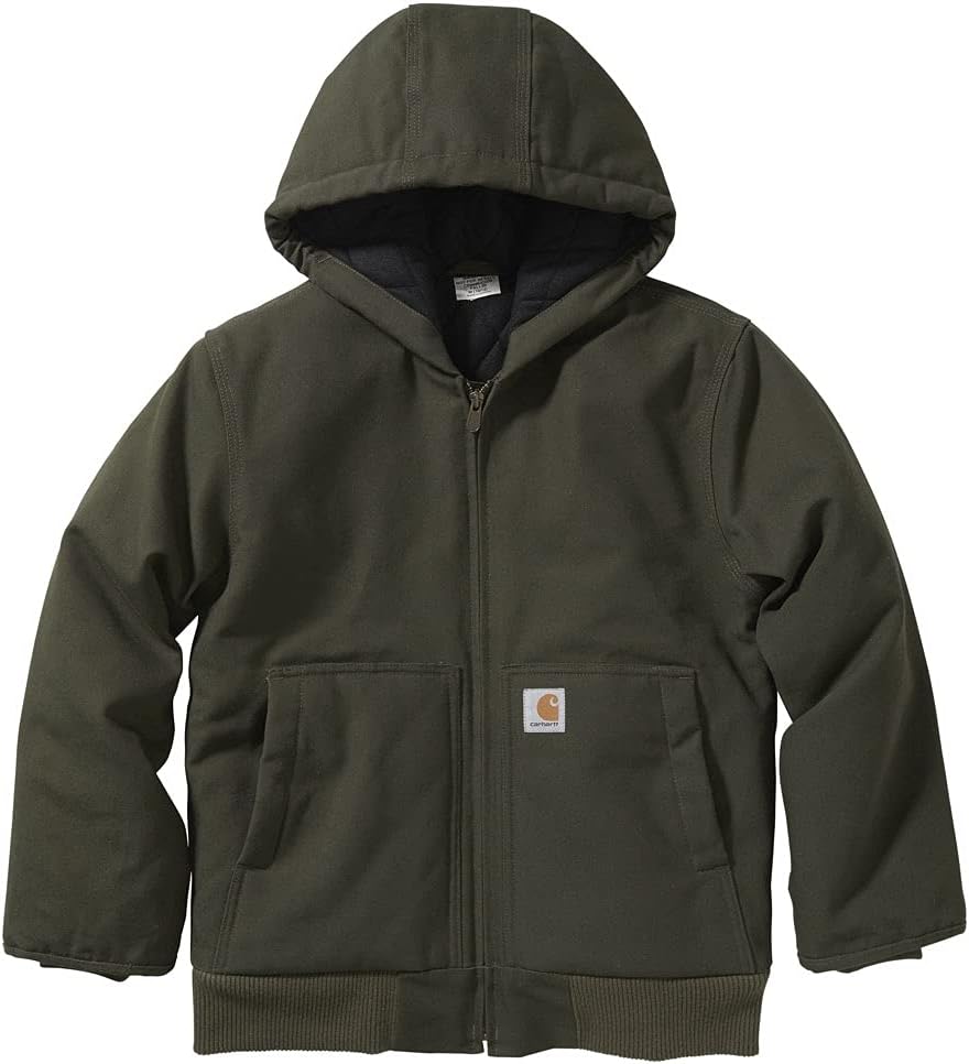 Carhartt Boys' Flannel-Lined Hooded Canvas Insulated Jacket
