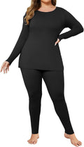 Ekouaer Plus Size Thermal Underwear Set - Soft Fleece Lined Base Layer