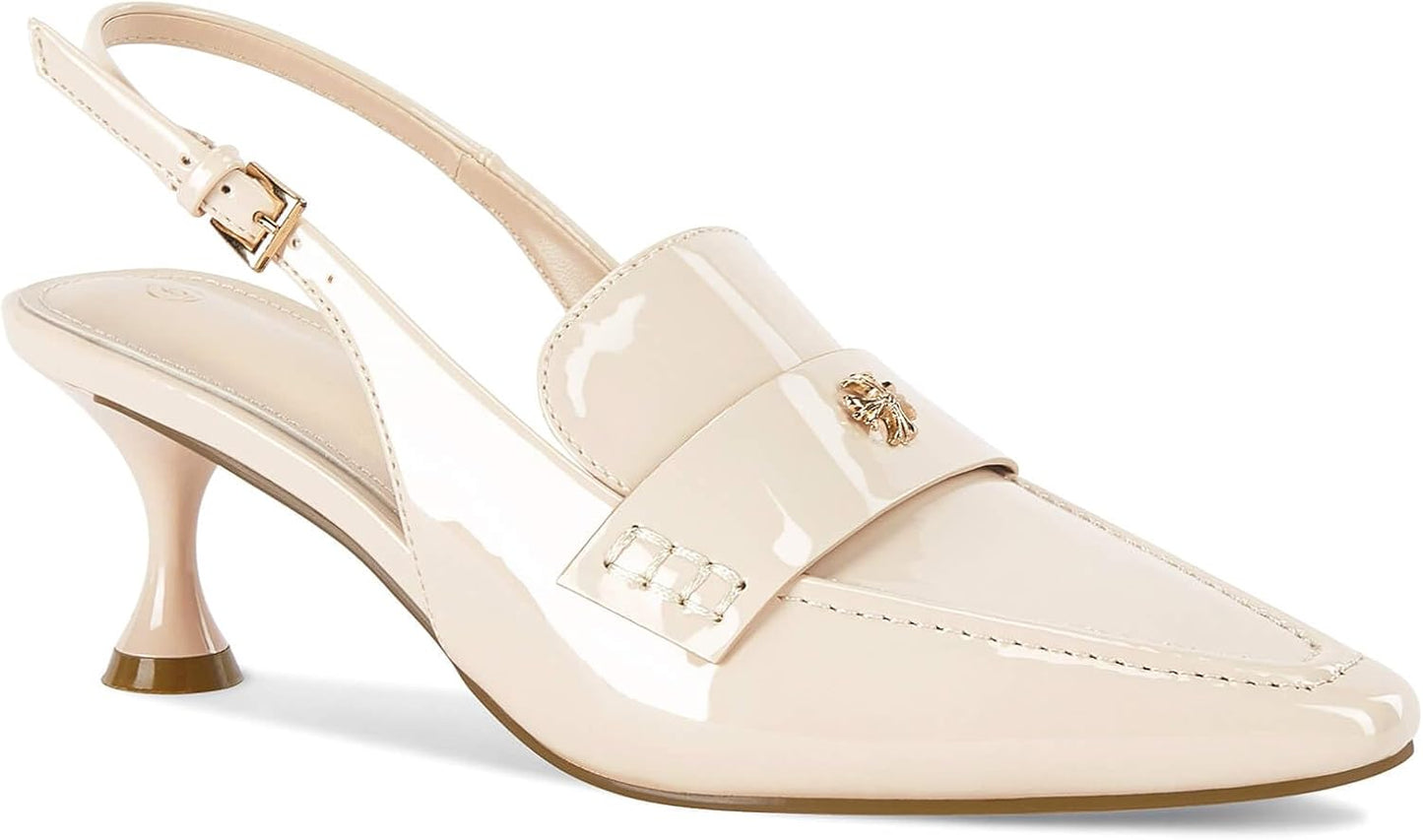 Coutgo Women's Pointed Toe Slingback Kitten Heel Dress Shoes