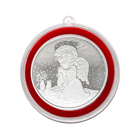 2025 Christmas Angel 1oz Fine Silver Round in Ornament Holder
