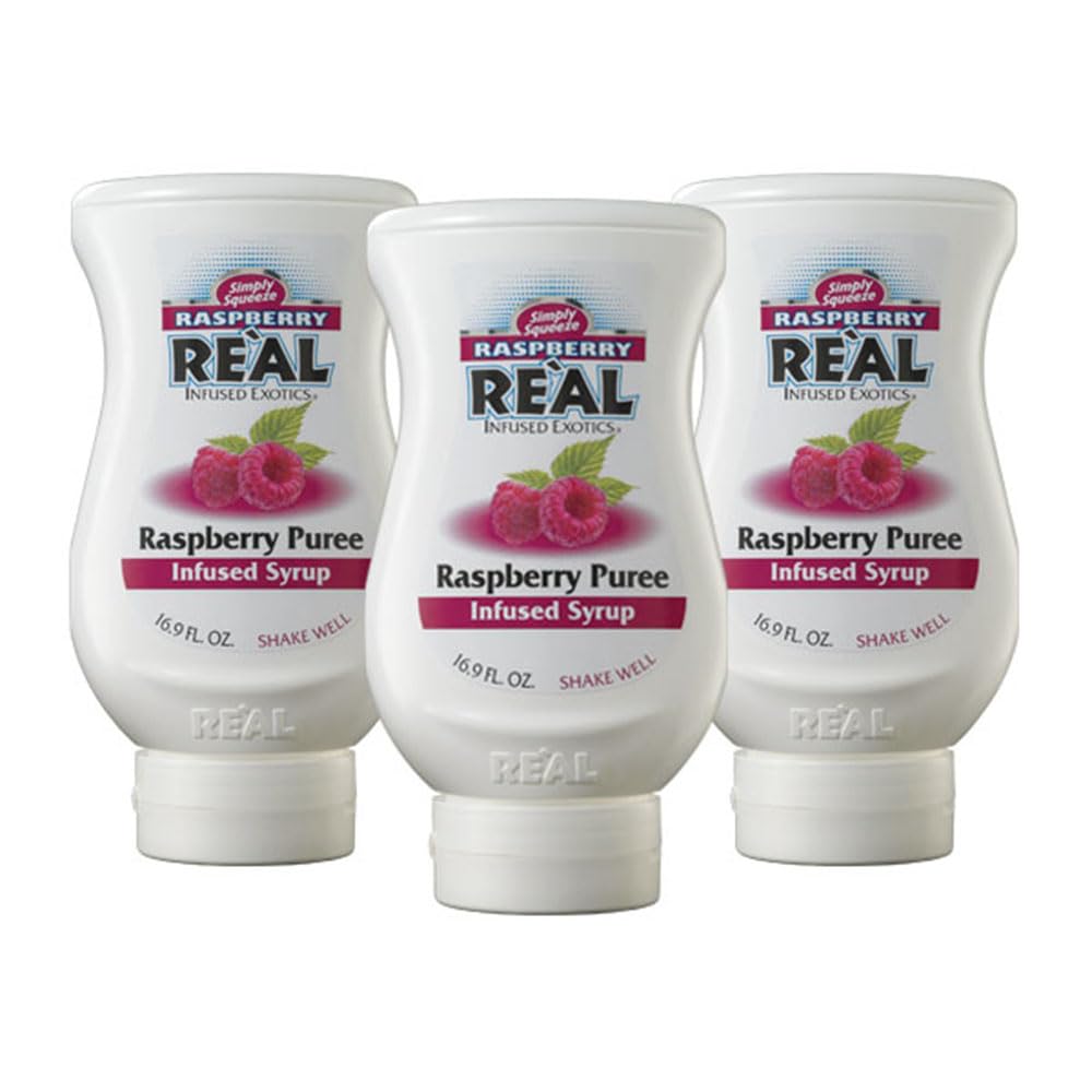 Raspberry Puree Infused Syrup Pack of 3 for Drinks & Desserts