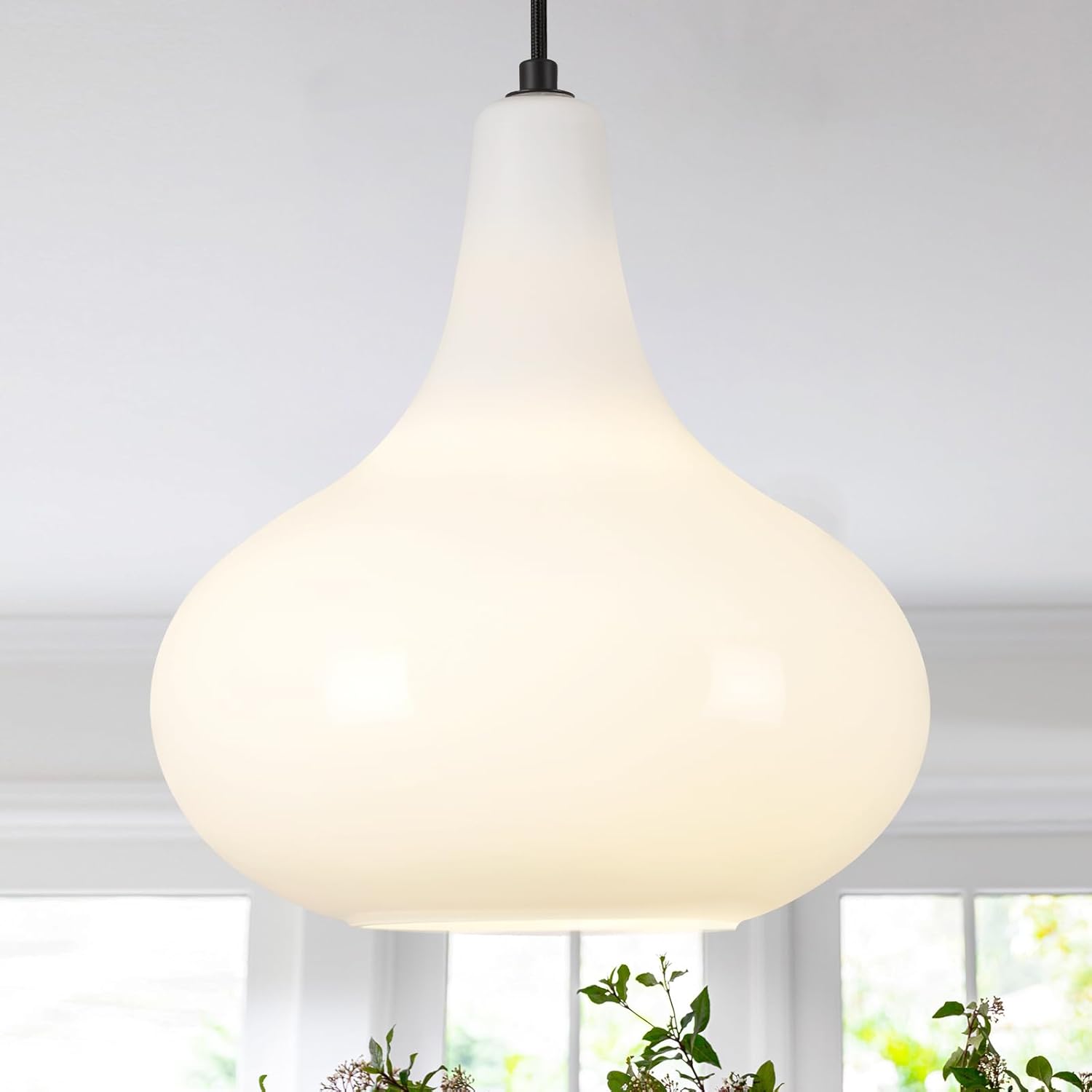 Vintage Modern 11in Milk White Glass Pendant Light Fixture