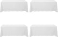 White Tablecloths for 8 ft Rectangle Tables 90 x 156 in - 4 Pack