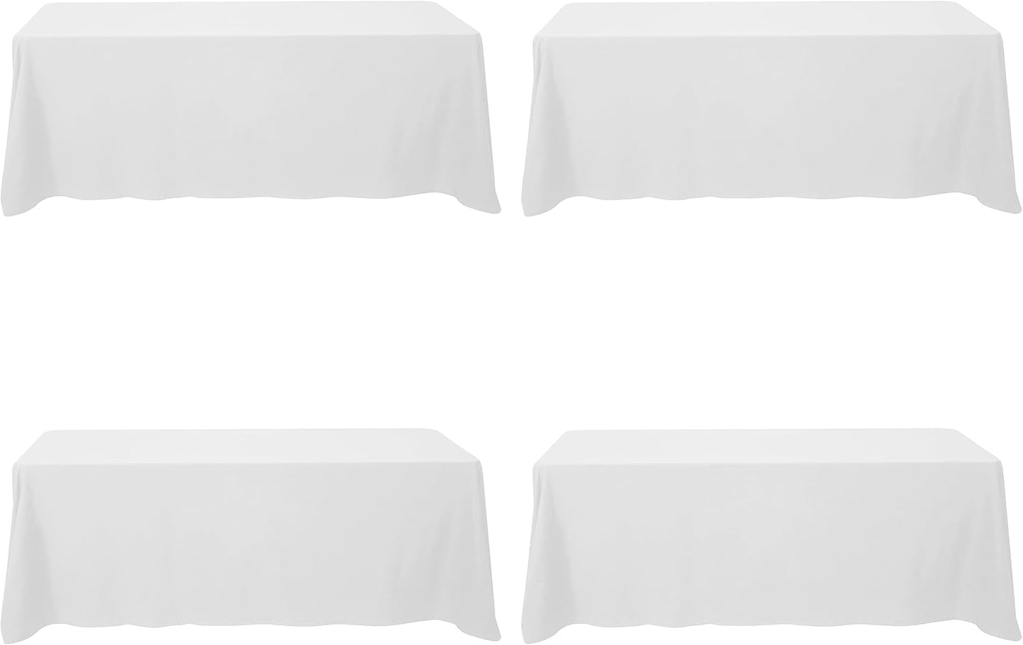 Premium 4 Pack White Tablecloths for 8 Foot Rectangle Tables