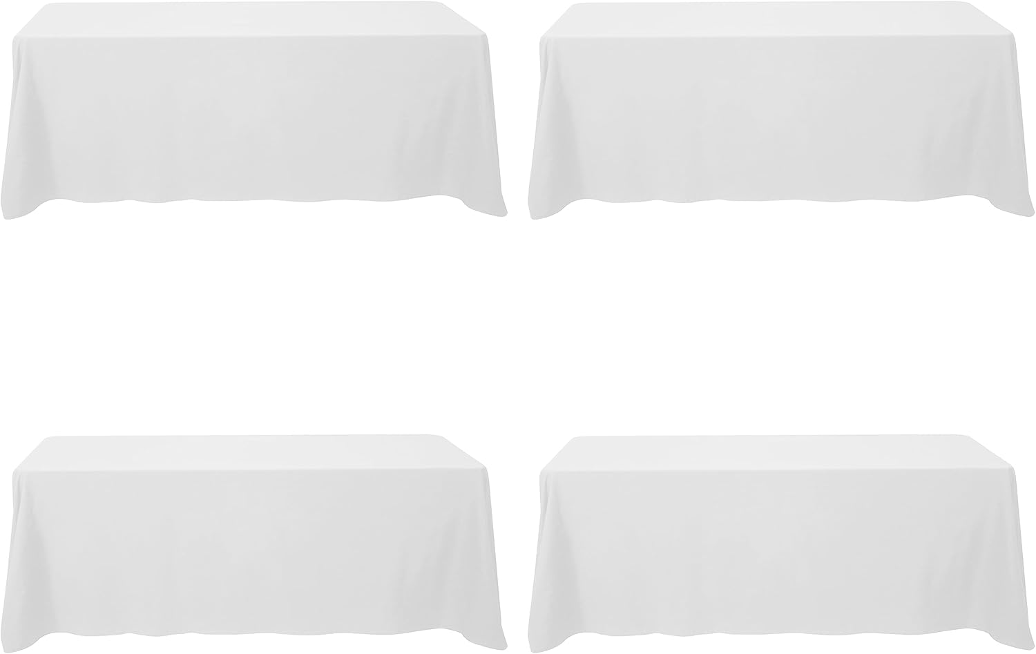 Premium 4 Pack White Tablecloths for 8 Foot Rectangle Tables