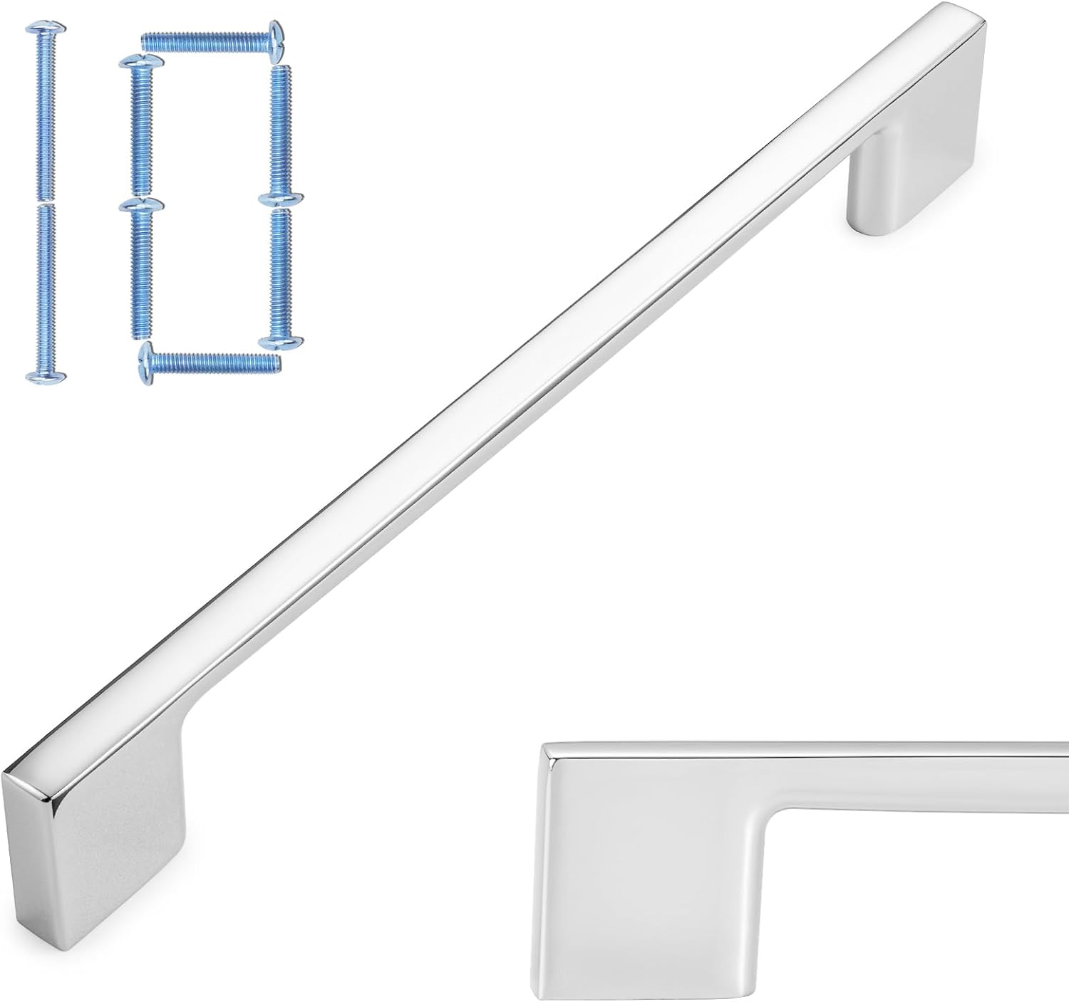 KOOFIZO Wide Foot Cabinet Bar Pull - Chrome Modern Solid Handle