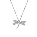 Dragonfly Necklace Sterling Silver Charm Pendant - Dainty CZ Accent