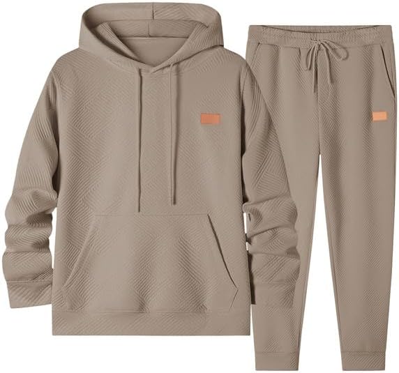 JMIERR Mens 2 Piece Jacquard Sweatsuit for Comfort and Style