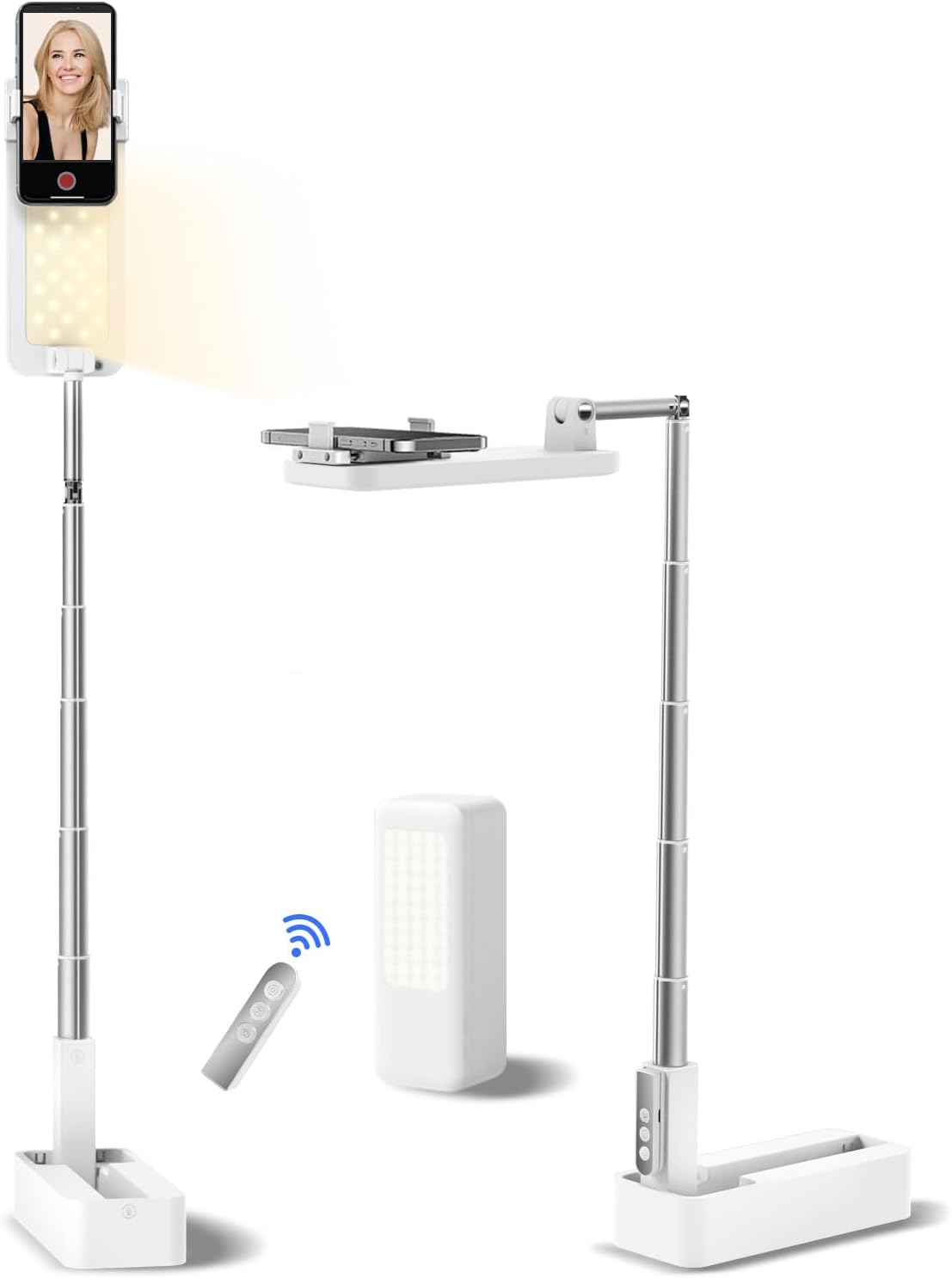 Overhead Phone Stand for Recording with Light and Remote Control