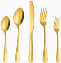 40 Pcs Gold Silverware Set for 8 with Pearled Edge Handle - Elegant