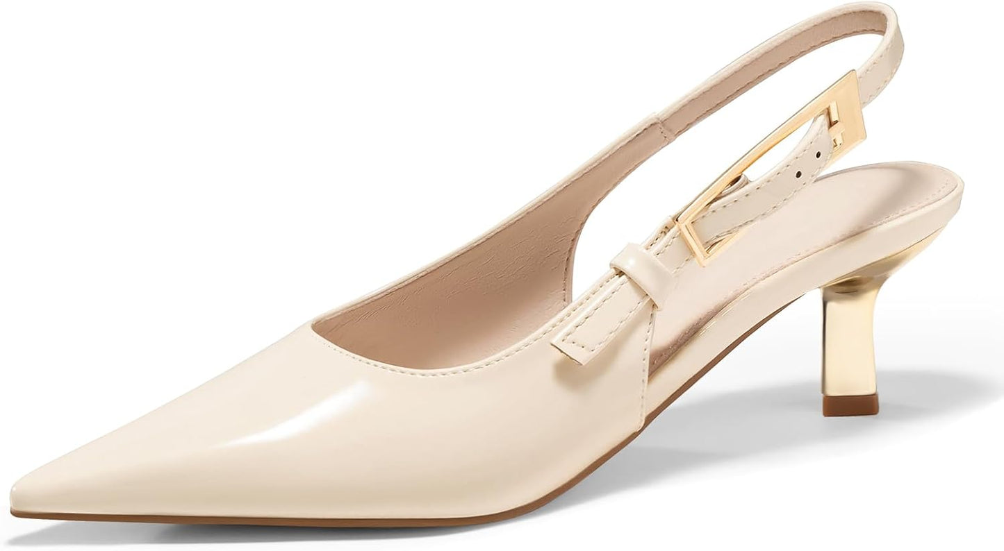 Coutgo Womens Slingback Kitten Heels for Elegant Occasions
