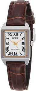 CASIO Women's White Leather Dress Watch - Elegant Roman Dial