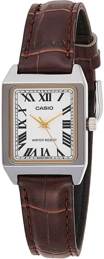 CASIO Women's White Leather Dress Watch - Elegant Roman Dial