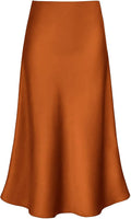 Women's Satin High Waist A Line Midi Skirt - Flattering Fishtail note