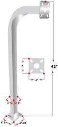 Aluminum Gooseneck Pedestal Keypad Stand 2in x 2in x 42in White