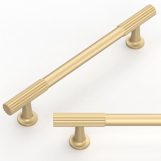 10 Pack Brushed Gold Cabinet Pulls for Kitchen and Furniture