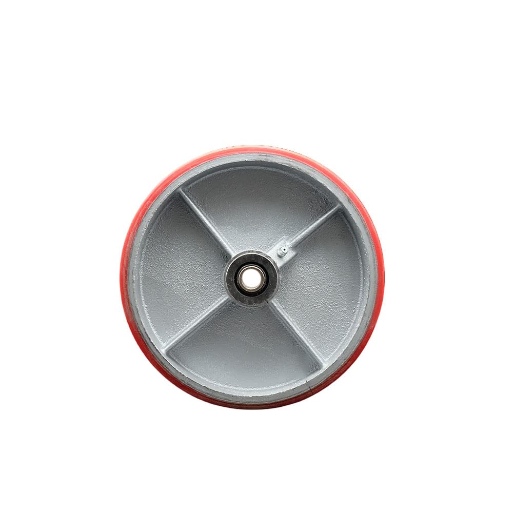 8 x 2 Red Polyurethane Wheel with Roller Bearing - 1400 lbs Capacity