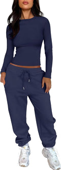 Womens 2 Piece Sweatsuits Long Sleeve Tops and Joggers - Cozy Fall Set