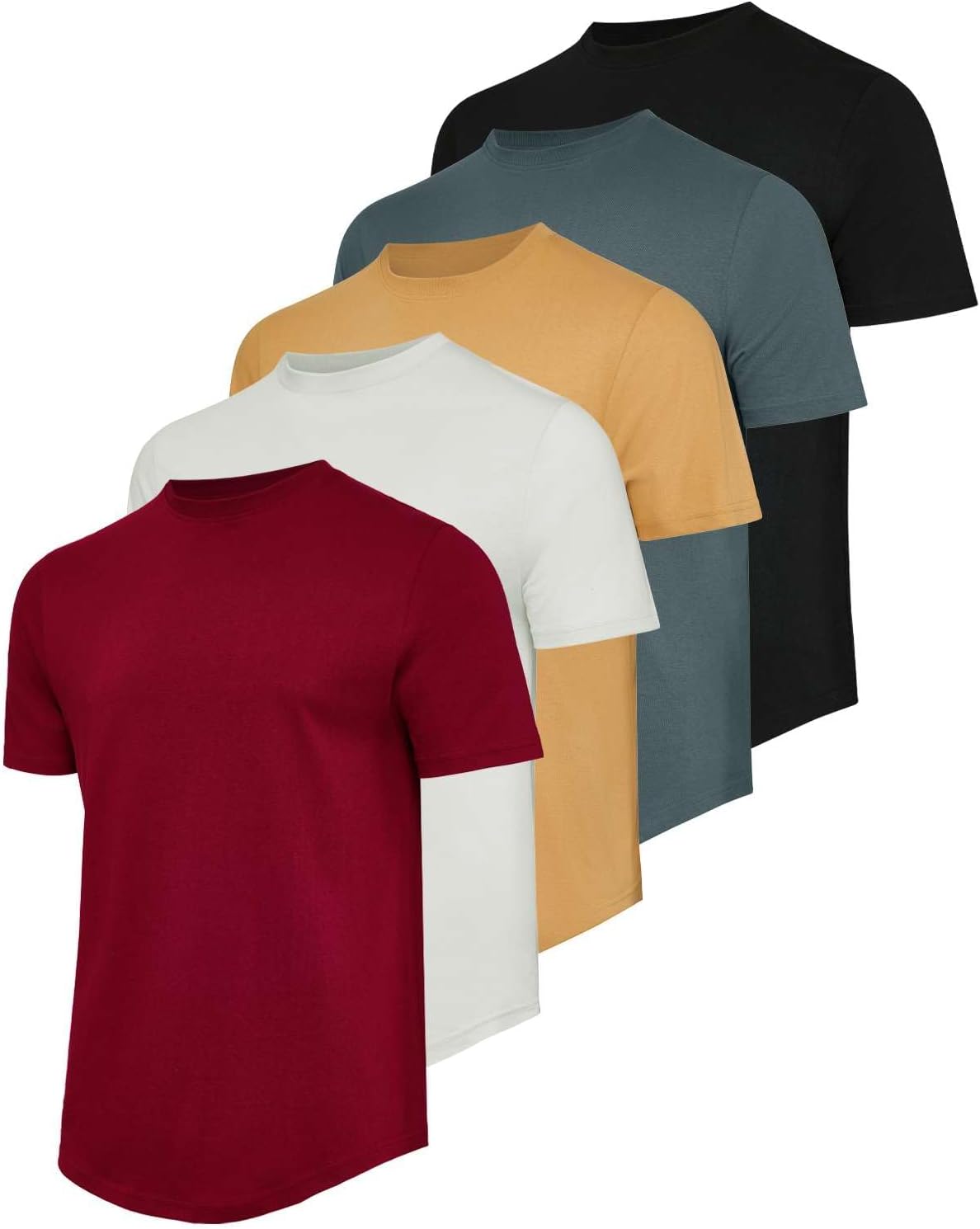 Real Essentials 5 Pack Mens Cotton Hipster Curved Hem Tees