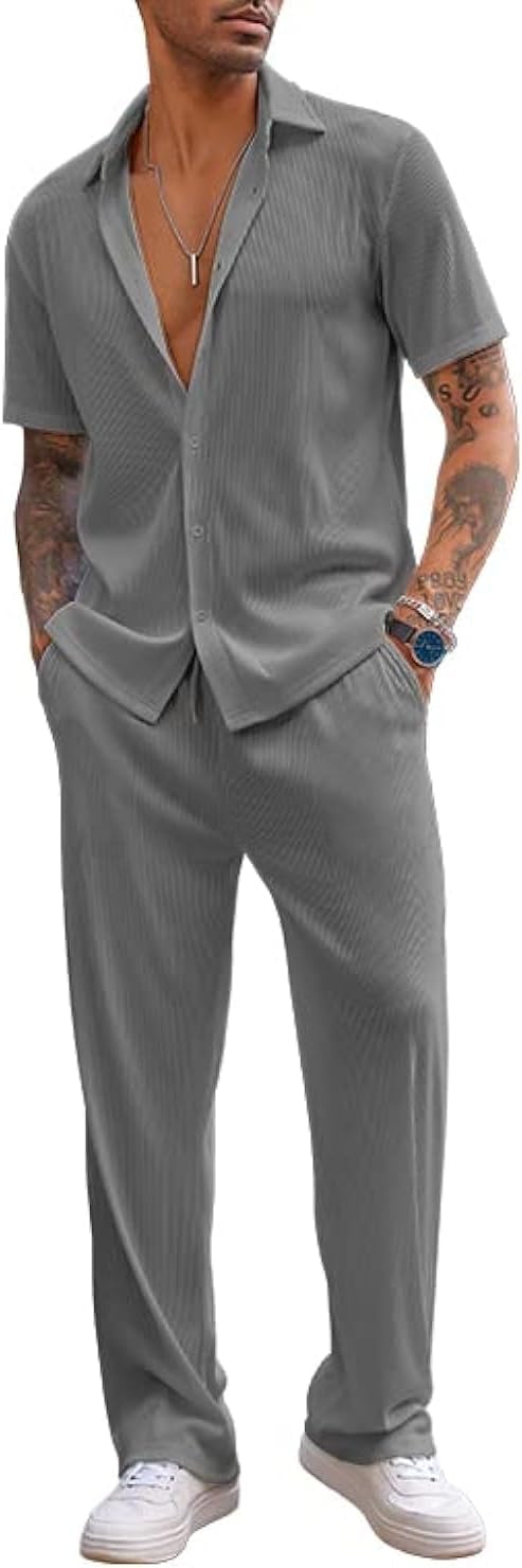 COOFANDY Men's 2 Piece Outfit for Summer Beach Casual Wear