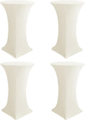 Cream Spandex Cocktail Table Covers 4 Pack 32x43 in - Fitted Stretch