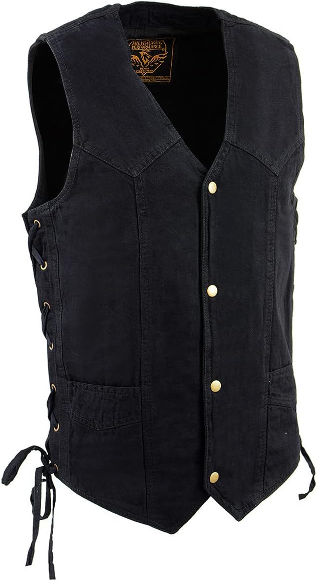 Milwaukee Leather Men's Black Classic Denim Western Cowboy Vest