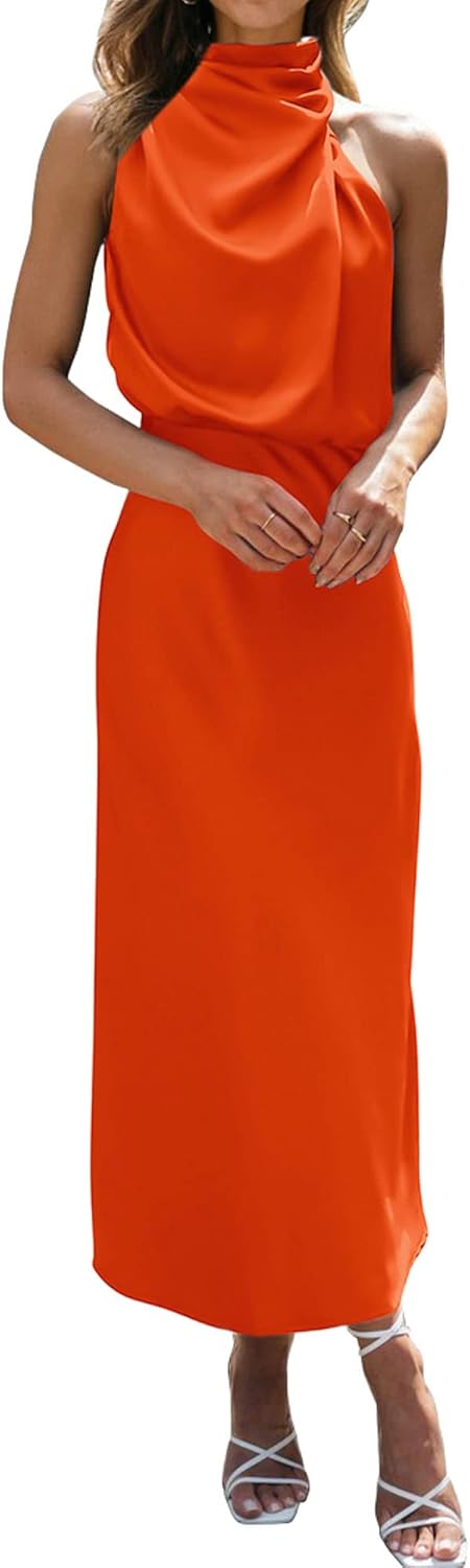 BTFBM Cocktail Dresses for Women Sleeveless Maxi Wedding Guest