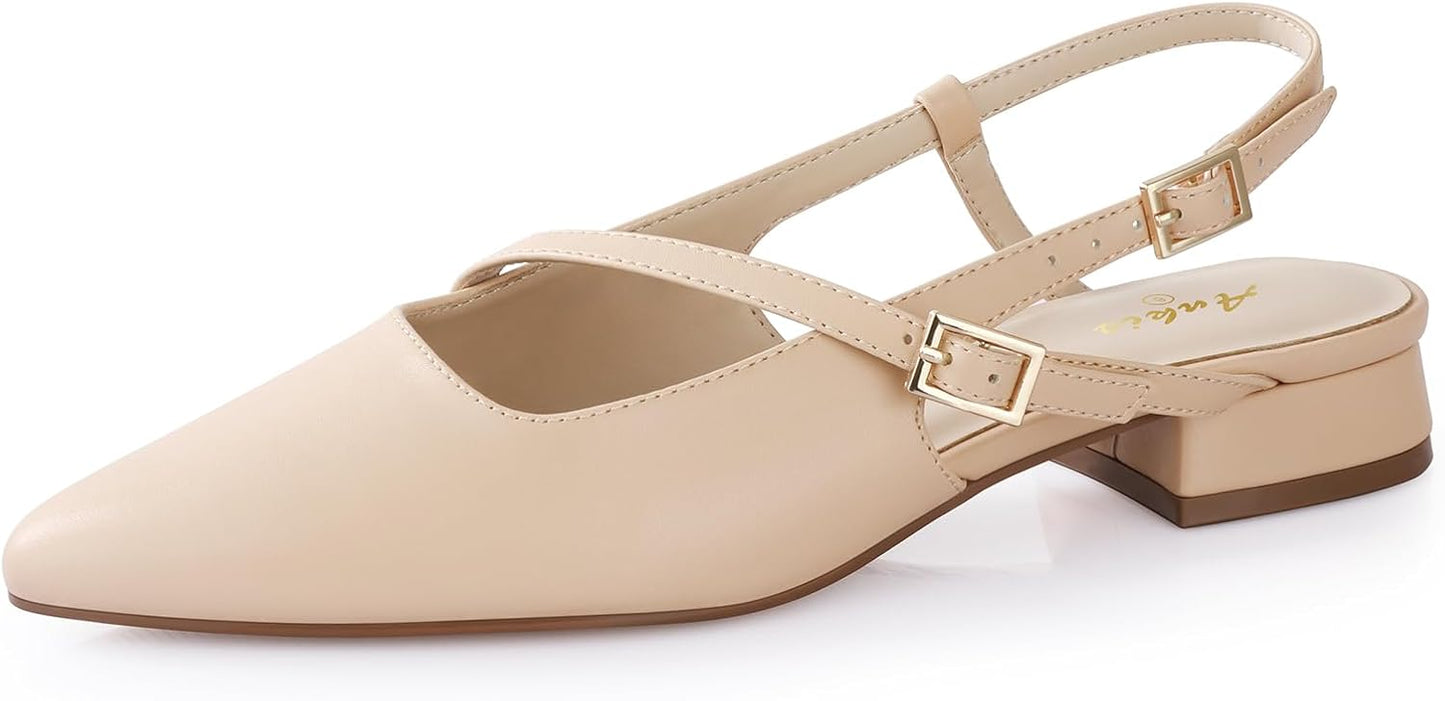 Ankis Slingback Flats for Women with 1Inch Low Heels
