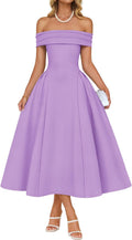 ZESICA Off Shoulder Midi Dress - Elegant Swing A Line Midi