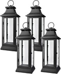 Set of 4 Black Hurricane Lanterns for Home Decor & Events