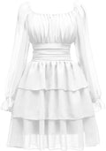 OBBUE Women's Summer Dress Tie Back Square Neck Aline