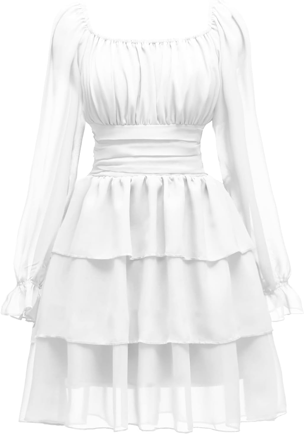 OBBUE Women's Summer Dress with Tie Back and Square Neck Design