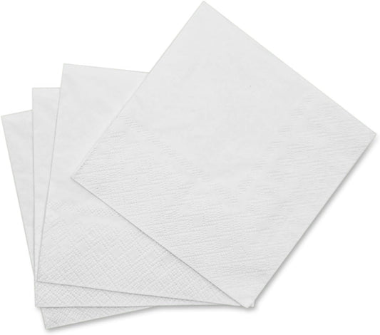100 White 3-Ply Cocktail Napkins - Perfect for Parties! 5x5 Folded