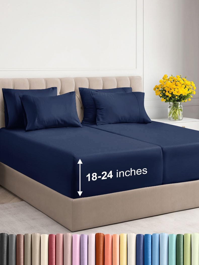 Extra Deep Split King Sheet Set - 7 Piece Breathable Sheets