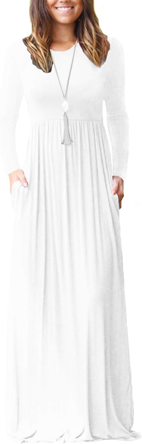 VIISHOW Women's Long Sleeve Maxi Dresses with Pockets for Casual Wear