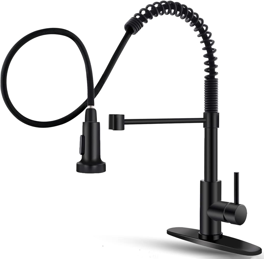 OWOFAN Black Kitchen Faucet with Pull Down Sprayer for Utility